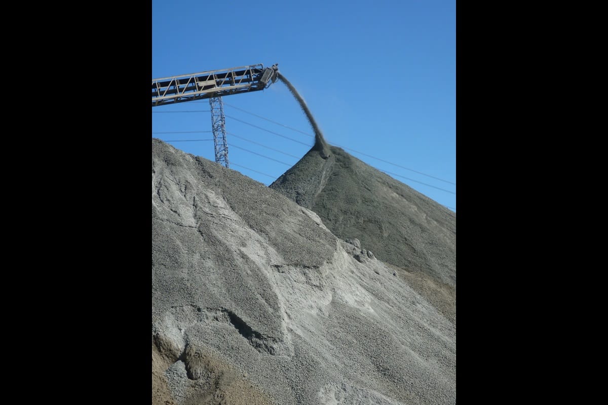 A large pile of gravel on top of a mountain.