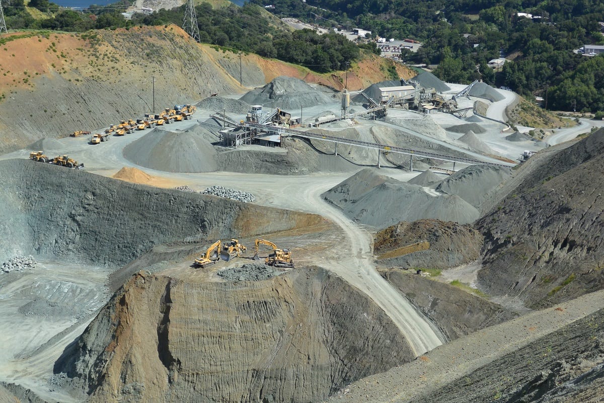 A large quarry with lots of gravel and rocks.